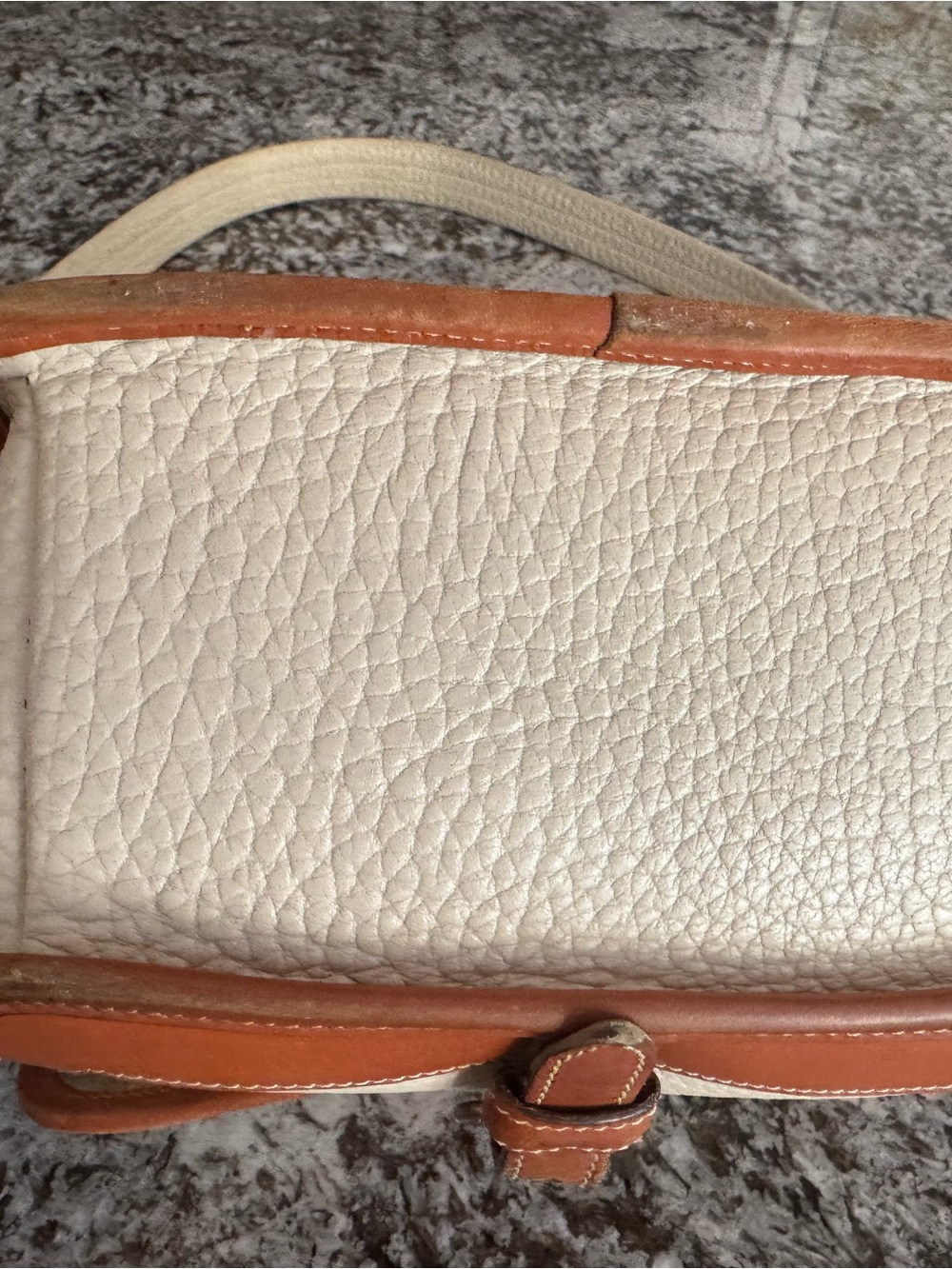 Dooney & Bourke Cream and Tan Pebbled Leather Crossbody - Picture 3 of 9